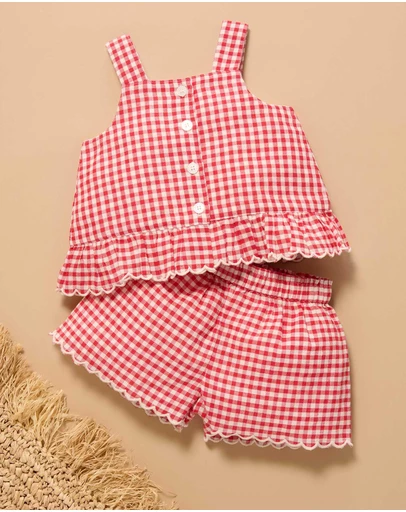 Purebaby - Red Gingham Set -Kids-Babies