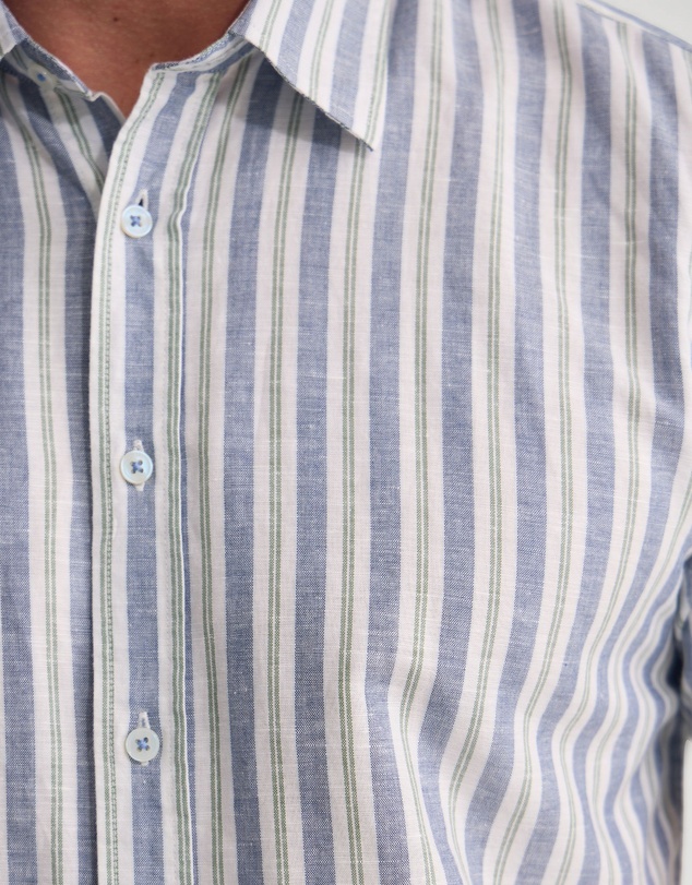 Oxford - Leyton Short Sleeve Stripe Linen Shirt