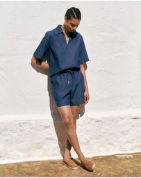 Trenery - Soft Denim Drawcord Short in Mid Blue