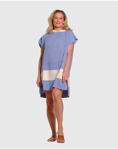 Tolu Australia - Adult Hooded Beach Towel in King Blue – Quick-Dry Swim Poncho for Swimming & Surfing