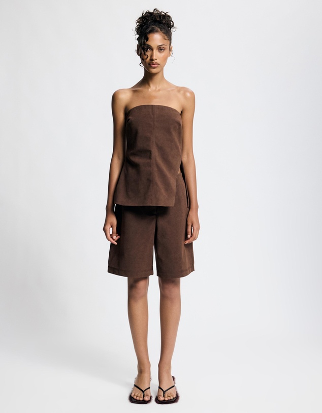 Lover - Vesper Suede Look Strapless Top