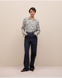 Trenery - Liora Floral Mini Twill Shirt in Forest