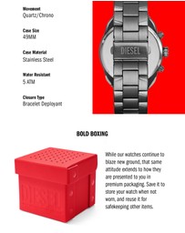 Diesel - Spiked Gun-Metal Chronograph Watch