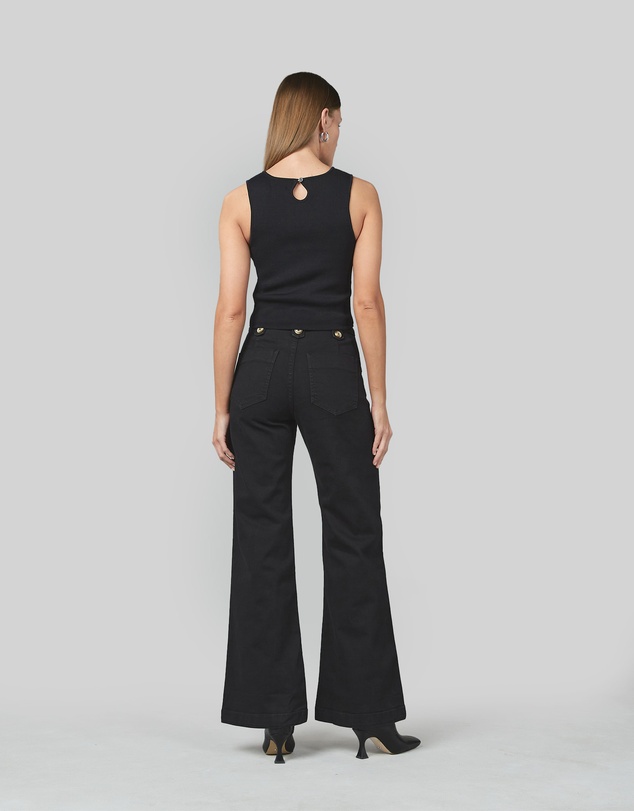 DRICOPER DENIM - Piper Black Wide Leg Trousers