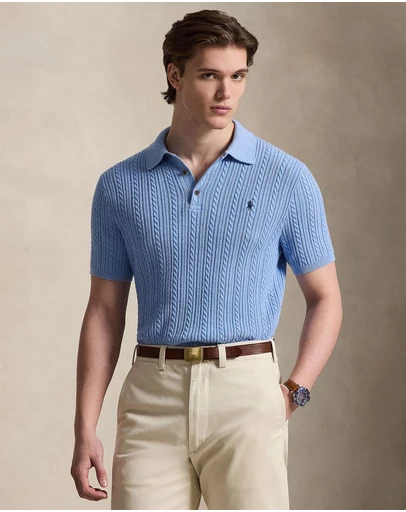 Polo Ralph Lauren - Cable-Knit Cotton Polo-Collar Sweater