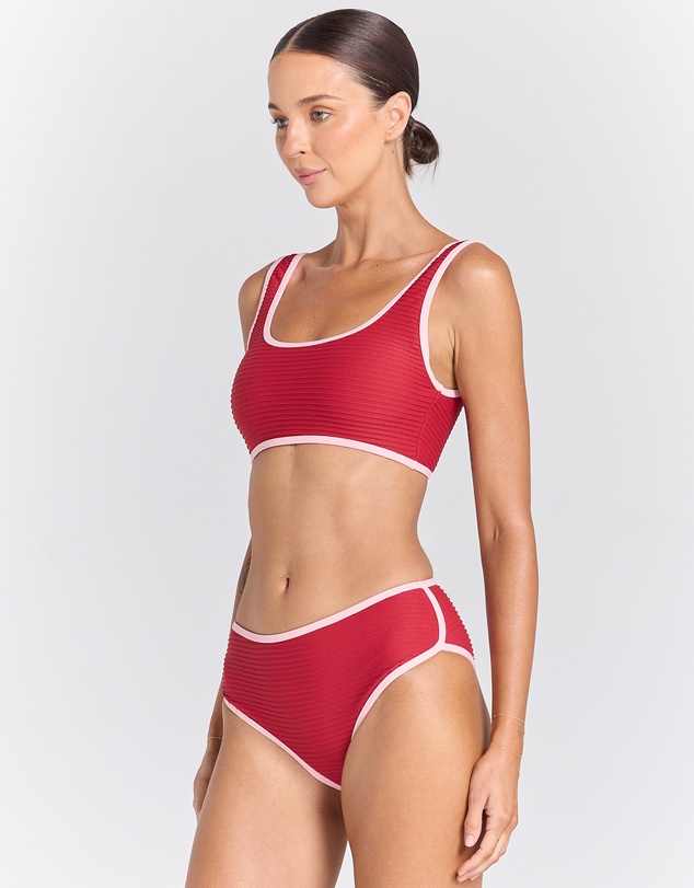 Poolside Paradiso - Poolside Surf Bikini Top - Ruby