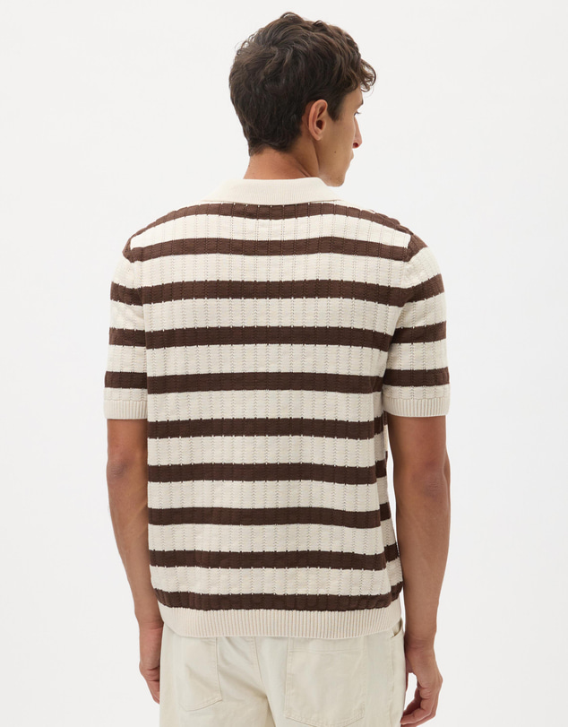 AERE - Stripe Cotton Knit Polo