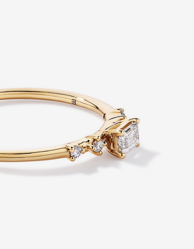 Michael Hill - 0.20TW Emerald Cut and Round Brilliant Laboratory-Grown Diamond Promise Ring in 10kt Yellow Gold
