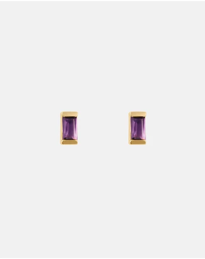 Kirstin Ash - Baguette Birthstone Studs February - Amethyst