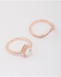Lovisa - Rose Gold Crowned Pear Diamante Ring