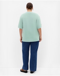 City Chic - Plus size Western Soul Oversized Tee - sage