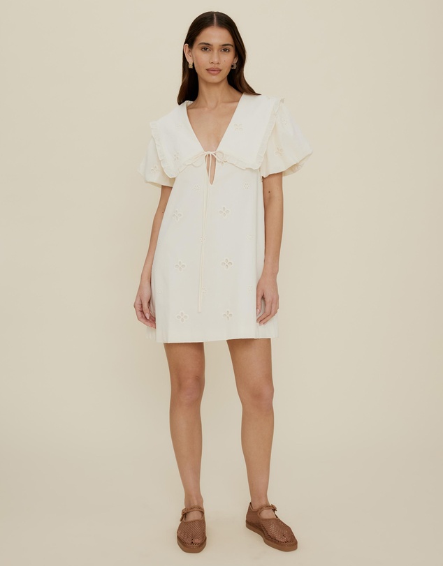 The Fated - Esther Tie Front Broderie Mini Dress