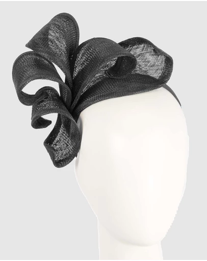Max Alexander - Large Black Sinamay Racing Fascinator