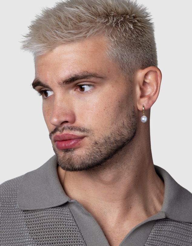 Nialaya Jewellery - Men's Pearl Drop Earrings