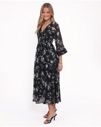 Petal & Pup - Mavis Long Sleeve Maxi Dress - Black Floral