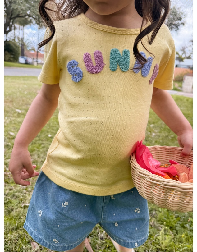 Purebaby - Denim Embriodered Shorts-Kids-Babies