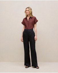 Trenery - Linen Pintucked Pant in Black