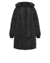 City Chic - Plus size Leah Longline Puffer Jacket - black