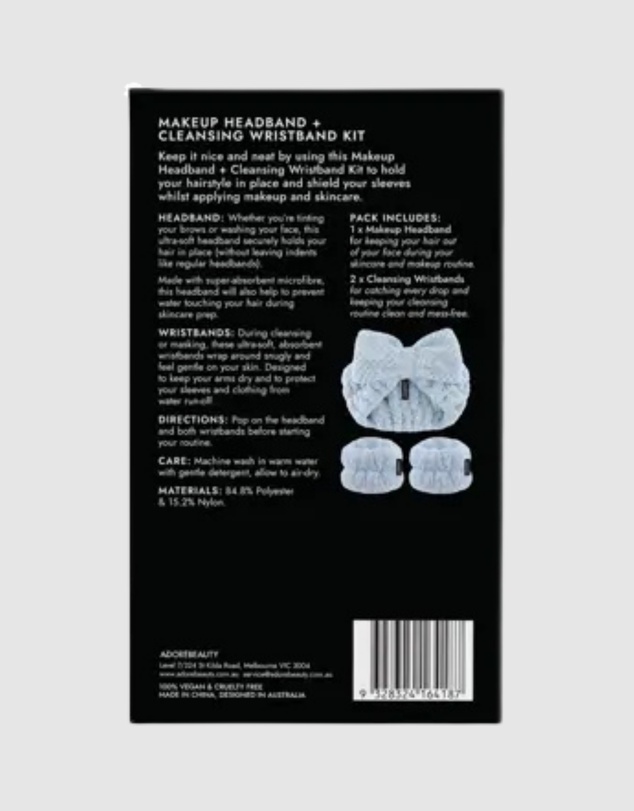 Adore Beauty - Makeup Headband + Cleansing Wristband Kit - Blue LIMITED EDITION
