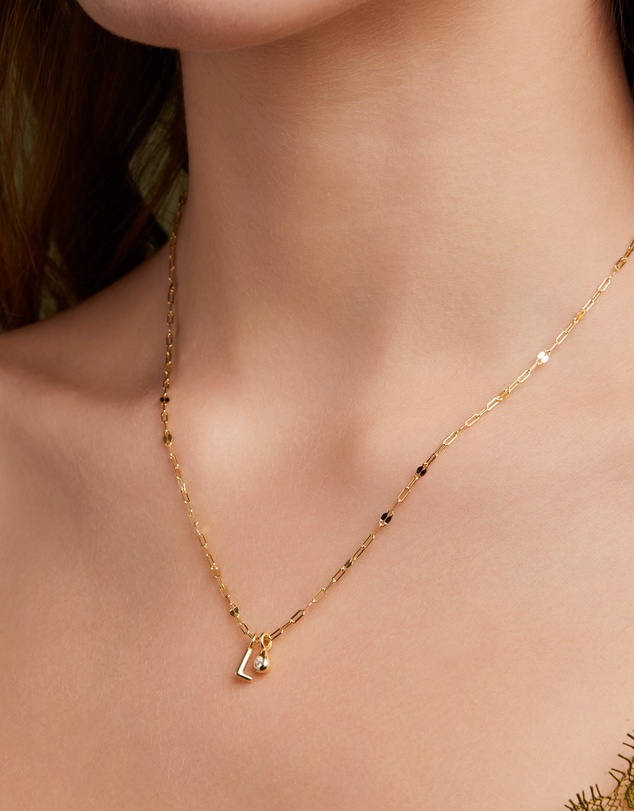 Zoe Olivia - 14K Gold Vermeil Imprint Initial L Cubic Zirconia Necklace