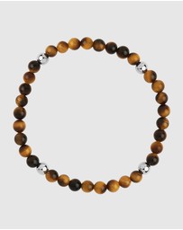 Najo - Apollo Men's 6mm Tiger Eye & Steel Elasticised Bracelet