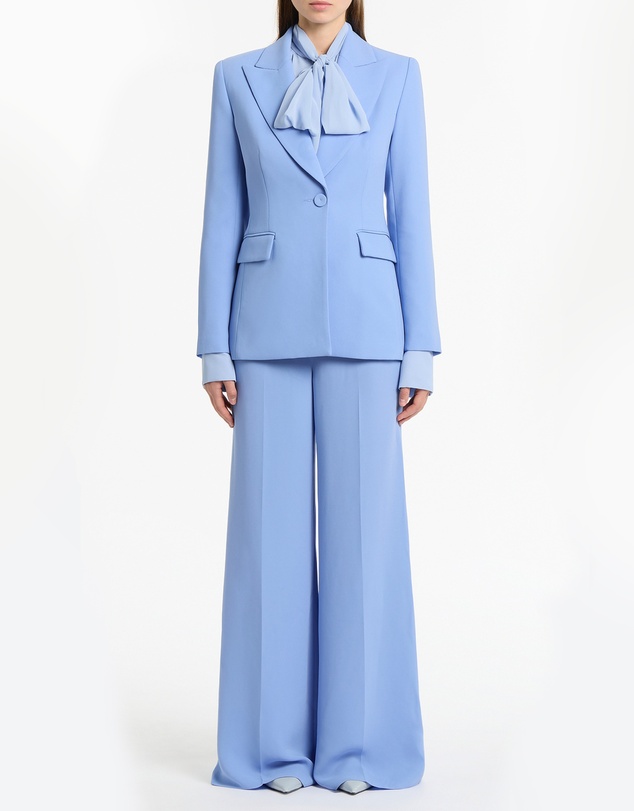 Carla Zampatti - Cornflower Crepe Long Line Jacket