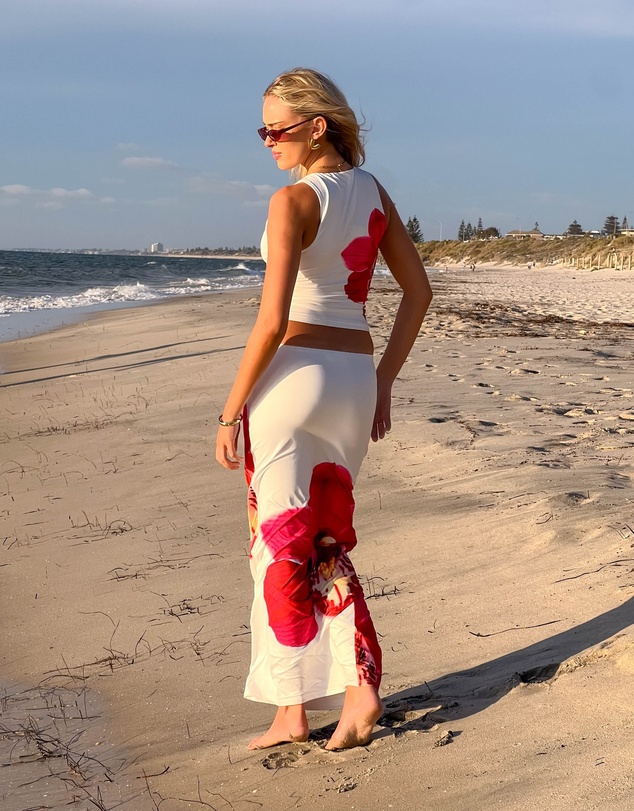Beginning Boutique - Payge White Orchid Maxi Skirt