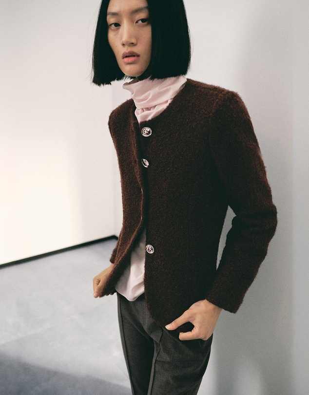 M.N.G - Bouclé Jacket With Jewel Buttons