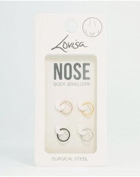 Lovisa - Plain Surgical Steel Nose Rings 4-Pack