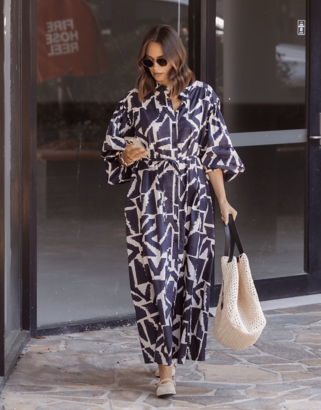 ALEXANDRA - Jack Dress Navy Geo Print