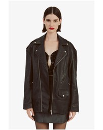Bardot - Oversized Leather Biker Jacket