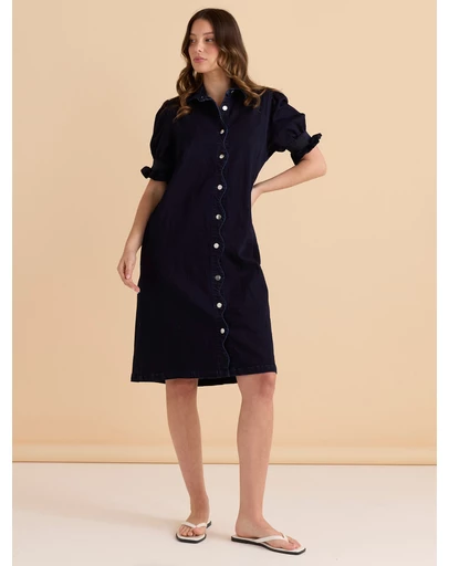 Betty Basics - Scallop Denim Dress