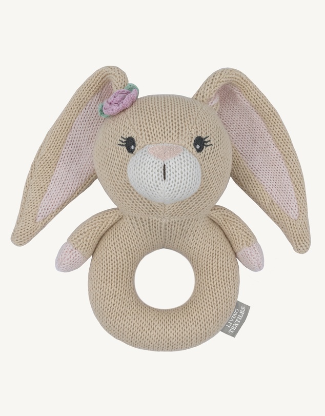 Living Textiles - Knitted Ring Rattle - Amelia the Bunny