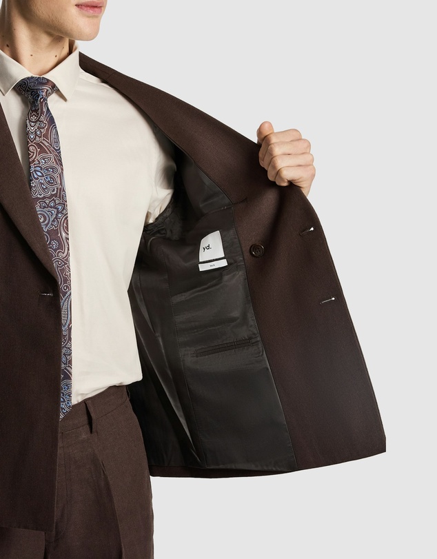 yd. - Santos Linen Blend Double Breasted Suit Jacket