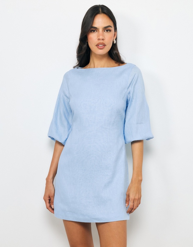 AERE - Emia Sleeved Linen Mini Dress