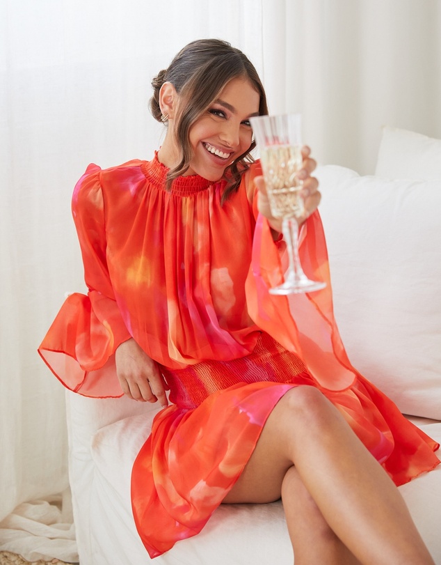 Esther & Co - Daenerys Dress - Orange Print