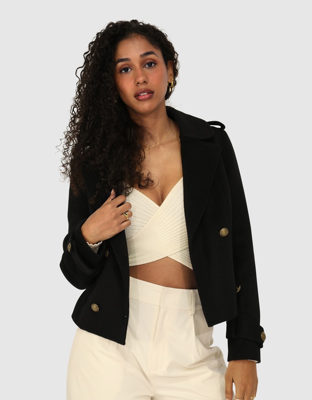 Belle & Bloom - Better Off Military Peacoat - Black