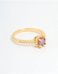 Lovisa - Gold Plated Pink Cubic Zirconia Mini Cushion Ring