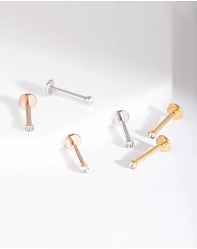 Lovisa - Mixed Metal Surgical Steel Flat Back Earring 6-Pack