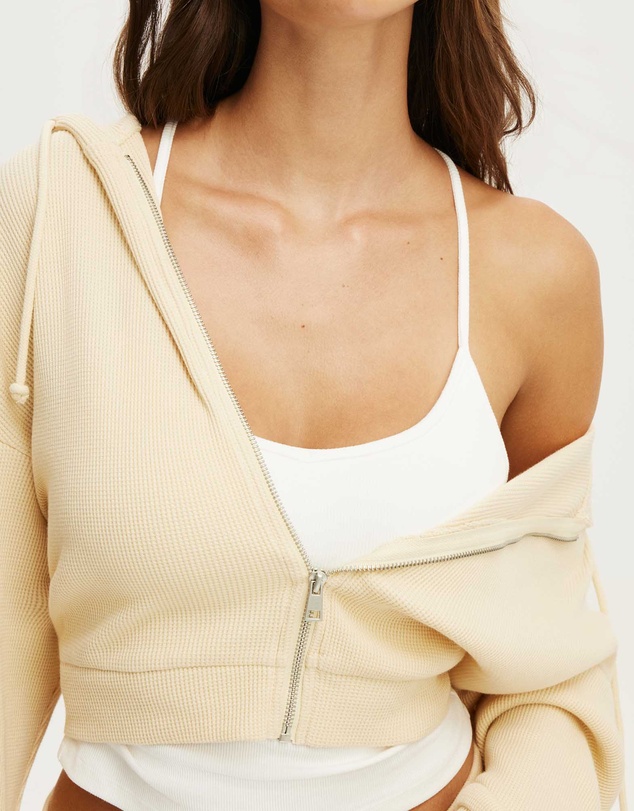 Cotton On Body - Off Duty Waffle Cropped Hoodie