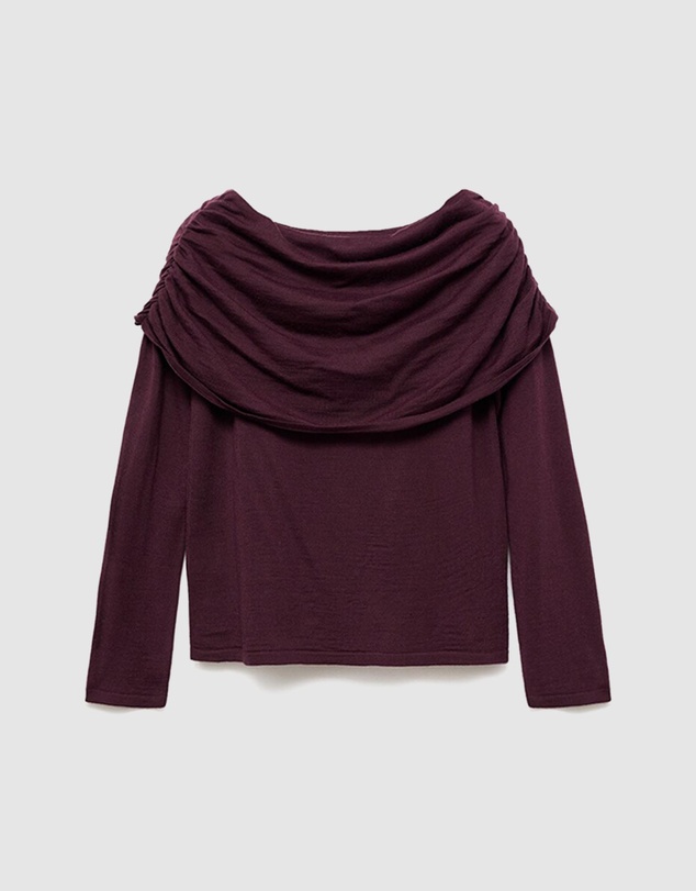 M.N.G - Fitted Sweater With Draped Neckline