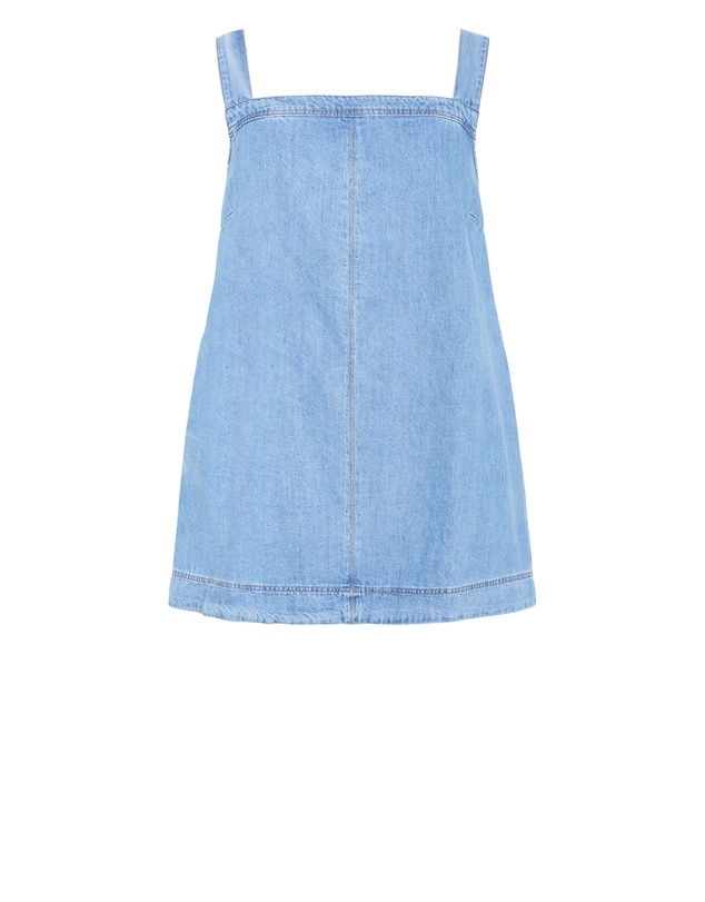 City Chic - Plus size Dana Pinny Denim Mini Dress - light wash