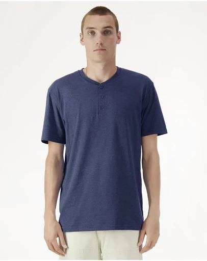 American Apparel - Unisex Henley Short Sleeve CVC T-Shirt