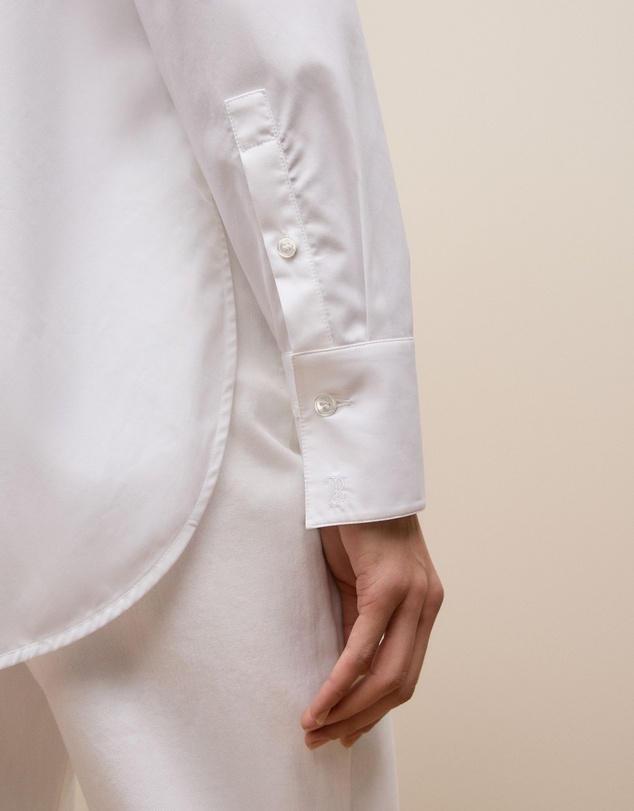 Trenery - Cotton Poplin Long Sleeve Shirt in White
