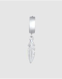 Kuzzoi - ICONIC EXCLUSIVE - Earrings Men Creole Feather Single Piece in 925 Sterling Silver