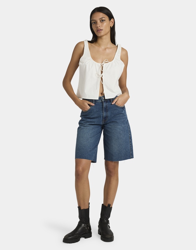 RVCA - Womens Long Beach Denim Shorts