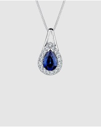 Elli Jewelry - Necklace Sapphire Drop 925 Sterling Silver