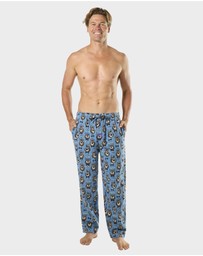 Mitch Dowd - Mens Grizzly Bear Flannel Pyjama Pant - Blue