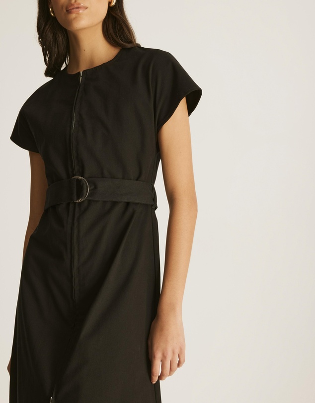 Atmos&Here - Zoe Cotton Twill Belted Midi Dress