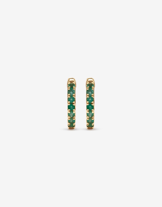 Michael Hill - Huggie Earrings with Emerald in 10kt Yellow Gold